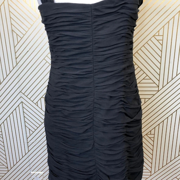 Rebecca Taylor Zip Front Dress Ruched Onyx Black - Picture 7 of 8